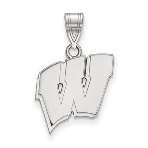 10k White Gold U. of Wisconsin Medium Initial W Pendant